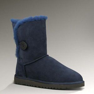 UGG Women Bailey Button Waterproof Navy Blue Short